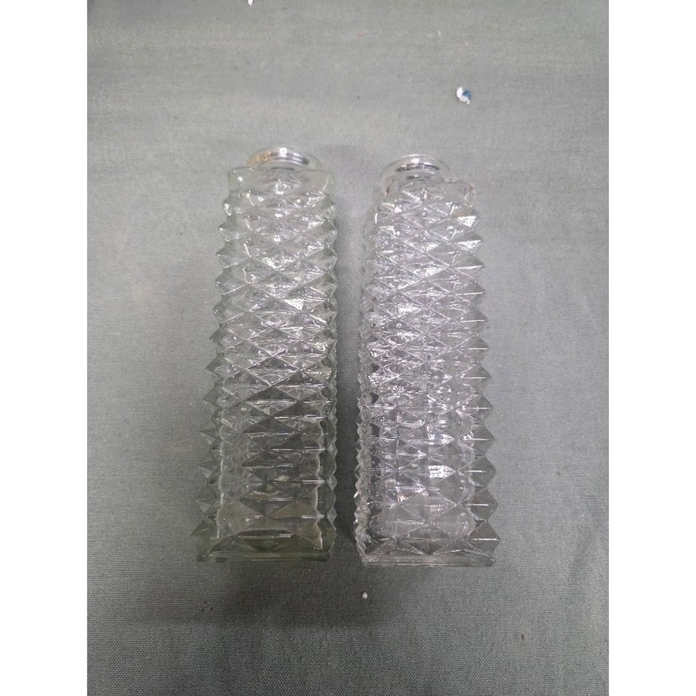 Clear Glass Vase, FTD, Diamond Design, Vintage Bud Vase Set of 2